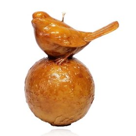 MVA007 	Méhviasz gömbgyertya madárkával  